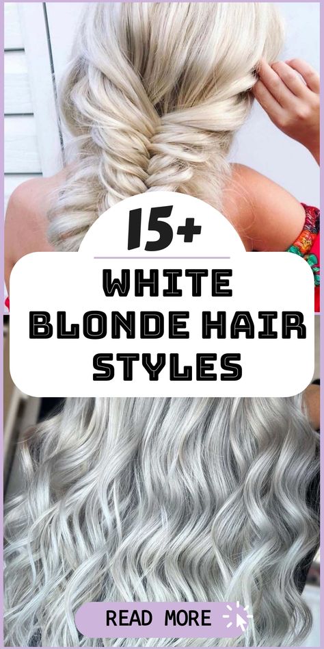 Explore a gorgeous transformation with the trendiest white blonde hair inspiration. Whether you prefer a striking icy platinum or a softer creamy vanilla tone, there's a shade to suit every style preference. Unleash your inner trendsetter and turn heads with your new, stunning look today. Upgrade your hairstyle game with these captivating white blonde hair styles! Going White Hair Transition, Icy Platinum Hair, Mid Length Platinum Blonde Hair, Platinum Blonde With Shadow Root, Icy Blonde Hair Balayage, Dimensional Platinum Blonde, Greyish Blonde Hair, White Blonde Hair Color, White Hairstyle