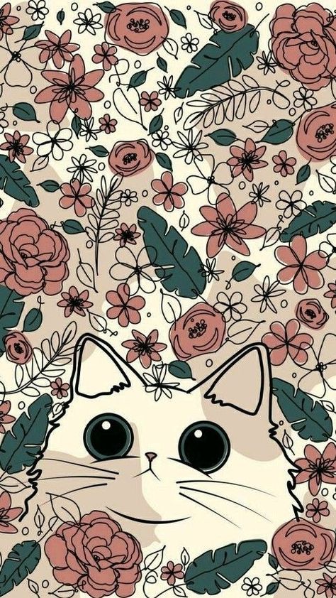 Cat Phone Wallpaper, Aesthetic Cat, Cool Wallpapers Art, Persian Cat, Pretty Wallpapers Backgrounds, Kawaii Wallpaper, Cat Wallpaper, Cute Wallpaper Backgrounds, الرسومات اللطيفة