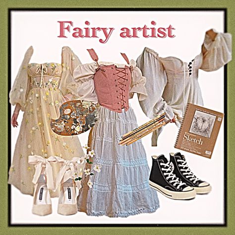 Cottagecore Fairycore Aesthetic, Fairycore Lookbook, Soft Fairycore Outfits, Arthoe Aesthetic Outfit, Forest Fairy Aesthetic Clothes, Fairycore Moodboard, Fae Core, Soft Cottagecore Outfits, Cottagecore Lookbook