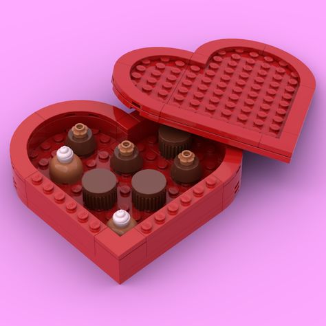 Lego Valentine, Lego Heart, Lego Boxes, Box Of Chocolates, Lego Store, Heart Shape Box, Valentine's Day Diy, Cool Lego, Chocolate Box