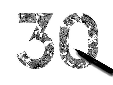 30 Tattoo Number Design, Number 30 Tattoo, 2024 Drawing Number, 30 Number Logo, 30 Tattoo Number, Number Art Design, Numbers Typography, Historic Design, Number Wallpaper