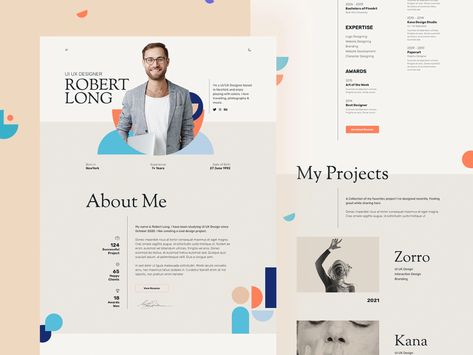 OBER - Resume CV Landing Page PSD Template by WebDuck on Dribbble Ux Design Portfolio, Online Cv, Creative Market Design, Wix Website Design, Wix Website Templates, Directory Design, Ui Ux Designer, Beautiful Websites, About Me Page