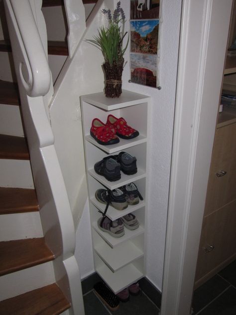 Materials: LILLÅNGEN End unit, white, Article Number: 902.066.57  Description: I was looking for a compact shelf to store children's shoes in a small c Garage Shoe Shelves, Rak Sepatu Diy, Ikea Shoe Rack, Toddler Closet Organization, Shoe Storage Hacks, Shoe Storage Small Space, Diy Shoe Storage, Ikea Closet, Diy Shoe Rack