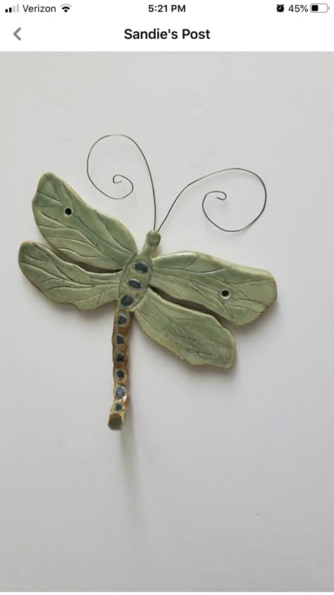 Insect Ceramics, Dragonfly Clay, Clay Dragonfly, Diy Upcycled Decor, Dragonfly Wall Art, Coil Pottery, Pottery Animals, Cement Art, Pottery Form