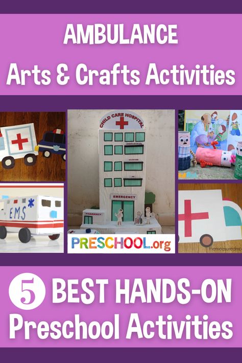 The 5 Best ARTS AND CRAFTS Activities for Ambulance Preschool Theme Ambulance Craft, Police Crafts, Arts And Crafts Activities, Online Preschool, Curriculum Lesson Plans, Teaching Teachers, Community Helpers, Preschool Books, Preschool Curriculum