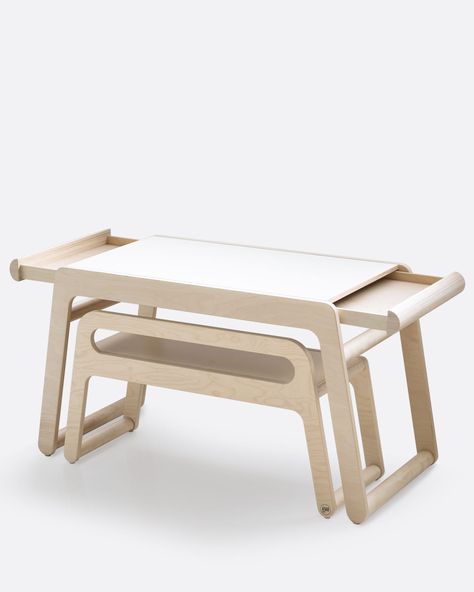 Rafa-kids B+ table with BB90 bench W Stationary Table, Child Table, Kids Bench, Modern Kids Furniture, Kids Stationary, Cnc Furniture, Scandi Design, Kids Table, Plywood Furniture