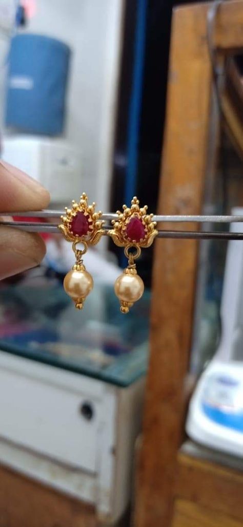 Pearl Earrings Designs Indian, 4 Grams Gold Ear Rings Latest, Daily Use Gold Earrings Indian Latest, Kamalu Buttalu Gold, Pearl Earrings Gold Indian, 4 Grams Gold Ear Rings Latest Design, Daily Ware Gold Earrings Indian, Daily Earrings Simple Gold, Nallapusalu Earrings