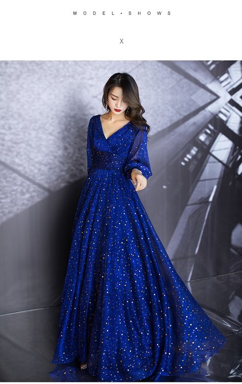 Navy Blue Ball Gown, Full Sleeve Gowns, Blue Ball Gown, Long Evening Dresses, Sleeve Gown, Fancy Dresses Long, Evening Dress Floor Length, Blue Ball, Long Sleeve Evening Dresses