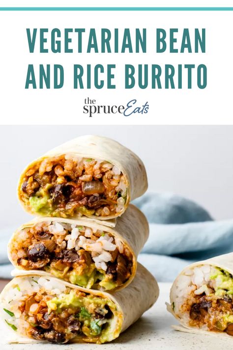 Bean And Rice Burrito, Vegetarian Burritos, Vegan Bean Recipes, Rice Burrito, Bean And Rice, Vegetarian Burrito, Vegan Bean, Bean Burritos, Plant Based Recipes Dinner