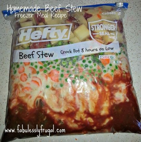 Beef Stew Recipe Freezer Meal Freezer Beef Stew, Beef Stew Freezer Meal, Stew Freezer Meal, Homemade Beef Stew Recipes, Slow Cooker Recipes Beef Stew, Budget Freezer Meals, Freezable Meals, Homemade Beef Stew, Beef Stew Crockpot