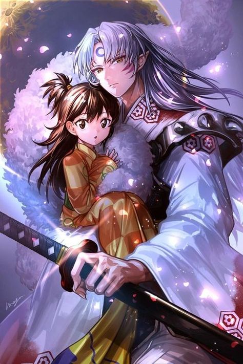 Sesshomaru And Rin, Inuyasha Rin, Rin And Sesshomaru, Inuyasha Love, Seshomaru Y Rin, Inuyasha And Sesshomaru, Inuyasha Fan Art, Inu Yasha, Shojo Anime