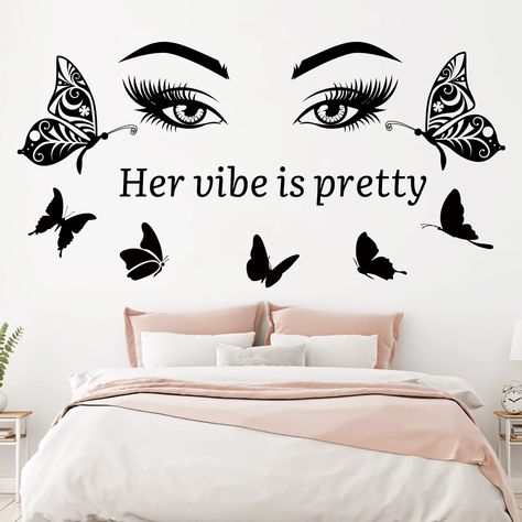 Stickers For Room Wall, Room Wall Stickers Aesthetic, Butterfly Wall Stickers Ideas, Room Stickers Aesthetic, Room Wall Quotes Aesthetic, Wallpaper Stickers Living Room, Bedroom Wall Stickers Decorating Ideas, Wall Stickers Bedroom Aesthetic, Wall Stickers Aesthetic