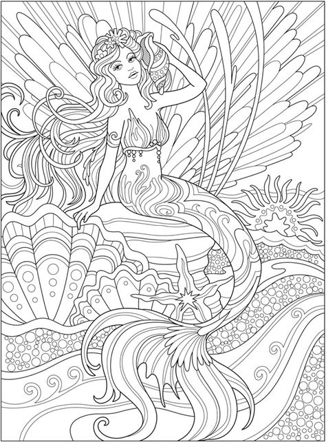 Welcome to Dover Publications - CH Magnificent Mermaids Ocean Coloring Pages, Mermaid Coloring Book, Mermaid Artwork, Dover Publications, Mermaid Coloring Pages, Free Adult Coloring Pages, Fairy Coloring Pages, Face Chart, Coloring Page Ideas