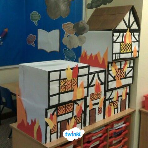 Fire Of London School Project, Great Fire Of London Display, Great Fire Of London Ks1 Activities, Great Fire Of London Ks1, Paper Models House, The Great Fire Of London, Tudor Style House, Fire Crafts, London Activities