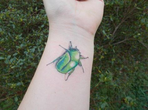 My Junebug tattoo; in memory of my uncle who got me hooked on tattoos. His nickname was Junebug. Junebug Tattoo, June Bug Tattoo, Tattoo In Memory, Tat Inspiration, Bug Party, Bug Tattoo, June Bug, Memorial Tattoos, 1st Birthday Party Ideas