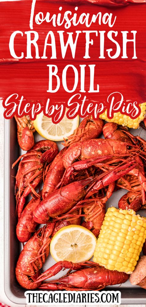 Crawfish Boil - Louisiana style, our never fail recipe that has perfectly cooked and seasoned to perfection - easy peelin' crawfish every time! Visit our site to see step by step images to help your crawfish boil come out perfectly too! Boiling crawfish is a tradition in Louisiana and Spring wouldn't be the same without having those family and friends get together to eat some good boiled crawfish! Crawfish Broil Recipes, Frozen Crawfish Boil, Boiled Crawfish Recipes Louisiana, Steamed Crawfish Recipes, Crawfish Recipes Boiled, Crawfish Enchiladas Recipe, Louisiana Crawfish Boil Recipe, How To Boil Crawfish, Cooking Crawfish