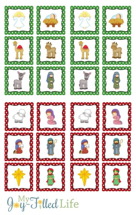 Printable nativity memory game that will help your family make memories and focus on Christ.   #Christmasstory #nativity #printablegame Printable Nativity, Club Games, Christmas Sunday School, Church Games, Winter Activities Preschool, Printable Games For Kids, Christian Activities, Bible Story Crafts, Card Games For Kids