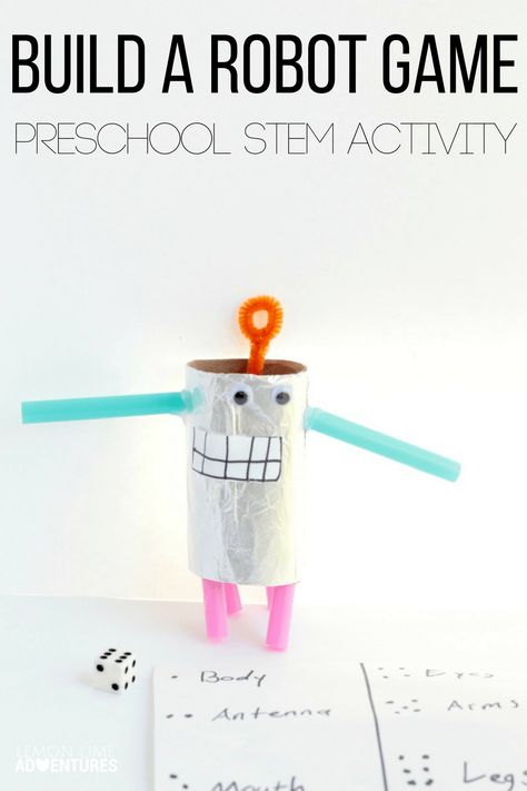 Know a preschooler who loves robots? They will love this super fun build a robot game STEM challenge perfect for preschool and kindergarten! Robot Activities, Robots Preschool, Robot Project, Robot Activity, Stem Activities Preschool, Kindergarten Stem, Build A Robot, Robot Game, Robot Theme