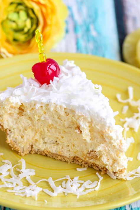 Pina Colada Pie Recipe, Pina Colada Pie, Pina Colada Cheesecake, Hawaiian Pie, Laura In The Kitchen, Cheesecake Tart, Laura Vitale, Pina Colada Recipe, Cheesecake Tarts