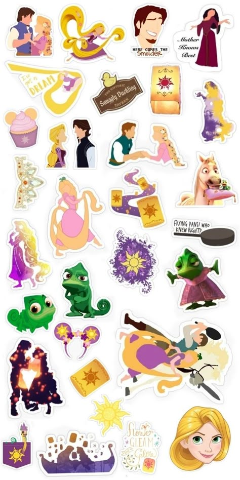 Rapunzel Stickers Printable, Disney Printable Stickers, Disney Princesses Stickers, Disney Digital Stickers, Disney Princess Stickers Printable, Stekars Cute, Disney Princess Stickers, Disney Stickers Printables, Sticker Design Inspiration