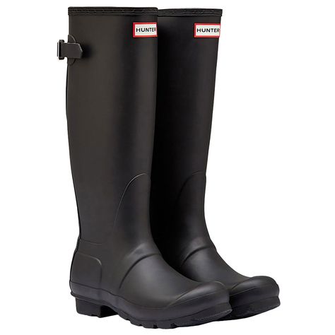 Black Knee Length Boots, Hunter Boots Outfit, Black Hunter Boots, Timeless Boots, Black Hunter, Hunter Wellies, Adjustable Shoes, Womens Designer Boots, Knee Length Boots