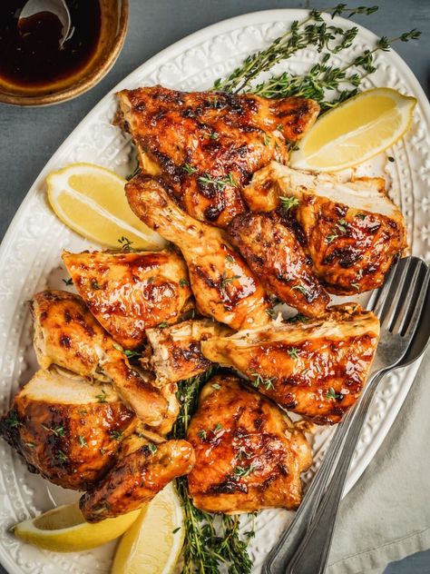 Harissa Honey Chicken Recipe - Urban Farm and Kitchen Harissa Honey Chicken, Honey Siracha Chicken, Honey Siracha, Harissa Recipe, Mediterranean Chicken Recipes, Rose Harissa, Honey Chicken Recipe, Harissa Recipes, East Recipes