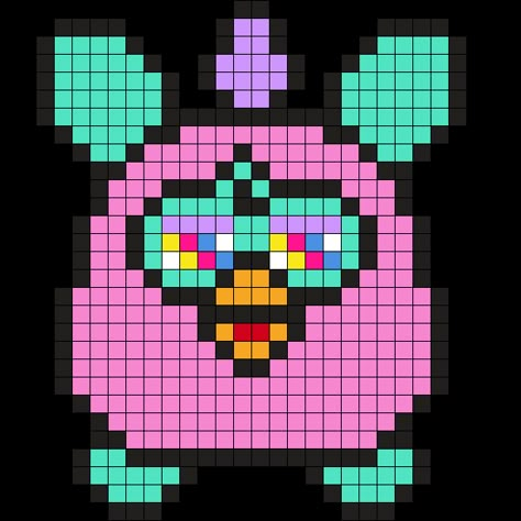 Patterns For Perler Beads, Furby Perler Bead Patterns, Furby Perler Beads, Rave Perler Pattern Trippy, Furby Perler, Trippy Perler Bead Patterns, Rave Perler, Melty Bead Designs, Perler Bead Mario