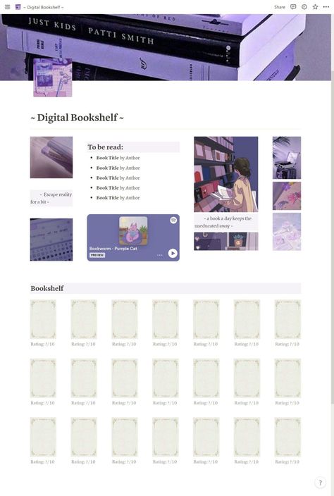 #Notion_Book_Cover #Digital_Bookshelf #Essay_Planner #Notion_Inspo Notion Book Cover, Bookshelf Cover, Digital Bookshelf, School Planner Template, Tech Setup, Essay Planner, Book Review Journal, Book Cover Template, Hollow Art