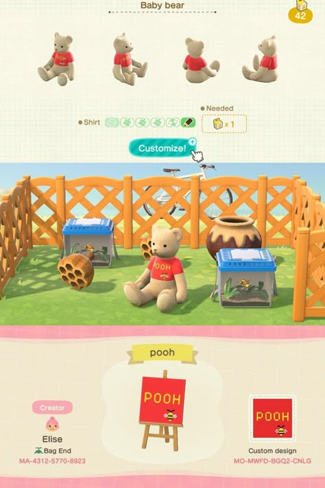 Winnie the pooh disney Acnh Winnie The Pooh Design, Animal Crossing Winnie The Pooh, Acnh Winnie The Pooh, Animal Crossing Disney Island, Disney Acnh Codes, Acnh Disney Island, Animal Crossing Disney Codes, Acnh Disney Design Codes, Disney Acnh