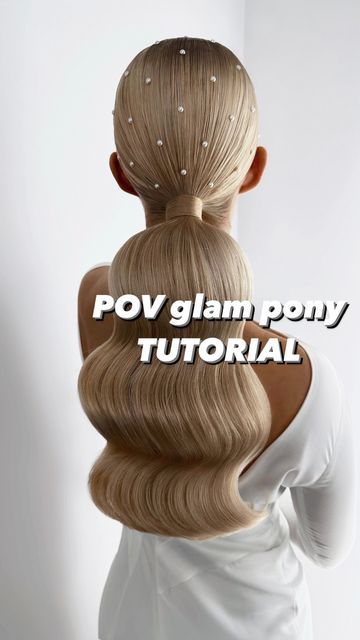 Maja Peryga | Cracow, PL 🇵🇱 on Instagram: "ᴘᴏᴠ ʜᴀɪʀ ᴛᴜᴛᴏʀɪᴀʟ 🎬  My way of creating a smooth low ponytail with Hollywood waves. I decorated this one with pearls for a full glam effect ✨Will you give it a try? 🤩" Ponytail With Pearls, Pearl Ponytail, Full Glam, Hollywood Waves, Hair Creations, Low Ponytail, January 12, Bride Hairstyles, Ponytail Hairstyles