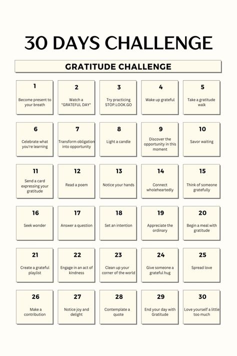 30 DAYS- GRATITUDE CHALLENGE Gratitude Prompts, Gratitude Practice, Gratitude Challenge, Thinking Of Someone, Daily Gratitude, Practice Gratitude, 30 Day Challenge, Hope Is, Card Reading