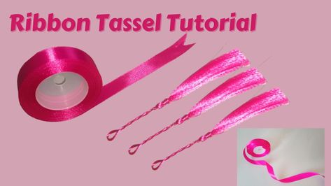 Cara membuat Ribbon Tassel dari pita satin Tassel Tutorial, Pita Satin, Tassels Tutorials, Ribbon Tassel, Tassel Keychain, Pita, Tassels, Ribbon, Satin