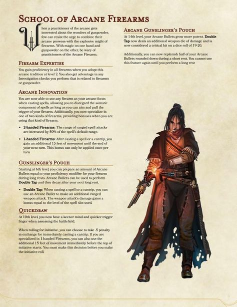 Dnd Gunslinger Homebrew, Wizard Gunslinger, Dnd Wizard Subclasses, Arcane Gunslinger, Dnd 5e Rogue, Roguish Archetype, Rogue Archetypes, Dnd Subclasses, Homebrew Classes