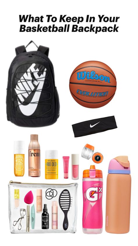 What To Pack For Basketball Practice, Basketball Bag Checklist, Basketball Bag Must Haves, Basketball Bag Essentials, Sports Bag Essentials, Girls Gym Bag, Basketball Books, Basketball Backpack, Soccer Bag