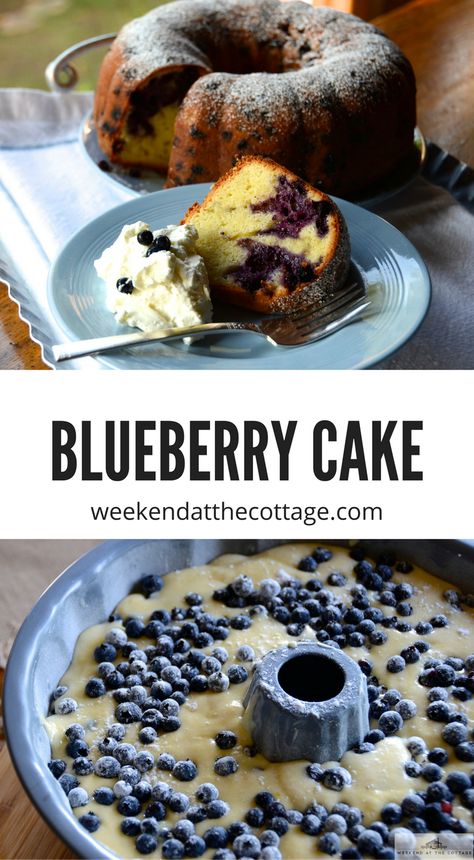 Blueberry Cake Recipe, Blueberry Bundt, Cottage Meals, Whipped Cream Desserts, Blueberry Bundt Cake, Blueberry Cake Recipes, Lunch Box Snacks, Pound Cakes, Blueberry Cake