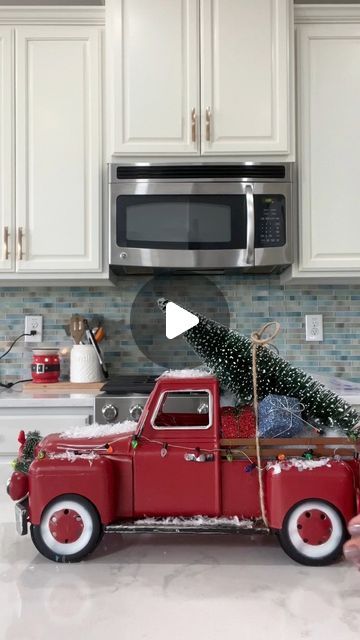 Laura Jeanne on Instagram: "I love these vintage trucks from Amazon!  I had so much fun decorating one for Halloween, I just had to do it again for Christmas. 🌲 ❄️ The miniature wreath, lights and presents were purchased at Michael’s ❤️❤️#christmas #christmasdecorations #christmasgiftideas #fypシ゚ #foryoupagereels" Red Truck Decor, Do It Again, Christmas Truck, Vintage Truck, Vintage Trucks, Red Truck, Santa Christmas, Christmas Home, Do It