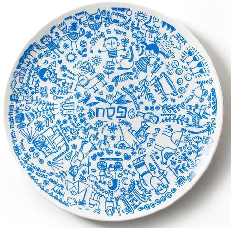 Seder Plate with scenes from Haggadah by Dov Abramson Studio Passover Seder Table, Seder Meal, Pesach Seder, Seder Table, Passover Seder Plate, Passover Table, Modern Judaica, Themed Illustrations, Passover Seder