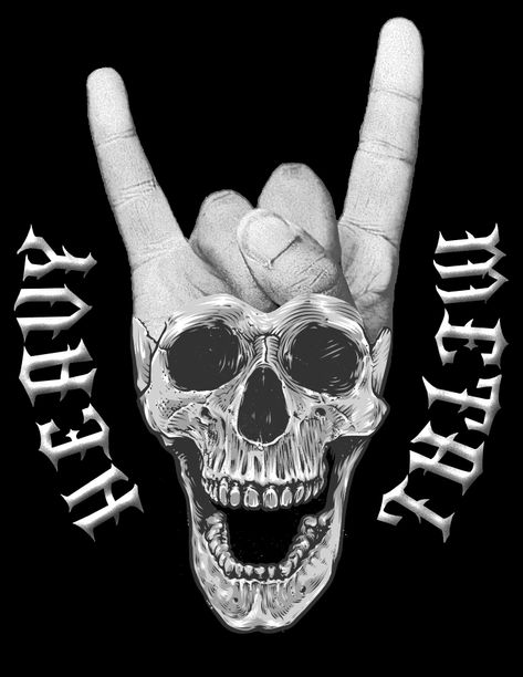 Heavy Metal Music Skull Devil Horn Hand Sign Music Logo Tattoo, Female Grim Reaper, Hand Tattoo Images, Skull Music, Music Notes Art, Metal Horns, Skull Sketch, Black Metal Art, Adult Colouring Printables