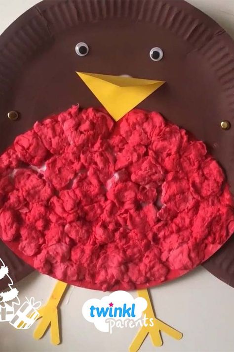 Christmas Robins Craft, Robin Crafts For Kids, Crafts Using Paper, Robin Craft, Red Robin Bird, Robin Art, Paper Plate Craft, Excited For Christmas, Christmas Arts