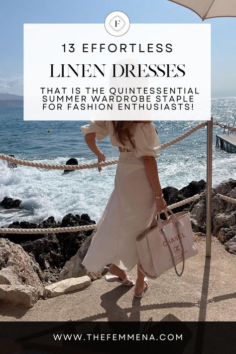 Breeze through summer in style with these 13 effortless linen dresses! Discover your new favorite summer wardrobe essential and embrace comfort and elegance with our curated list of the best linen dresses. Perfect for casual day outings or chic evenings. 
Click the link for more fashion finds! #LinenDresses Quiet Luxury Summer Fashion, Linen Dresses Summer Chic, Linen Dresses Elegant, Womens Linen Clothes, White Linen Dress Summer, Simple Linen Dress, Linen Beach Dress, Linen Dresses Summer, Wardrobe Checklist