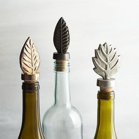 Leaf Bottle Stoppers Set of Three Perfect for the wine drinker and who's not, so the perfect gift. Ceramic Wine Bottle, Bridal Shower Wine, Wine Bottle Topper, Autumn Wine, Decorated Bottle, Budget Friendly Gift, Bottle Toppers, Ceramic Bottle, Wine Drinkers