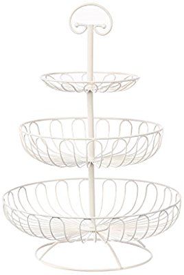 Amazon.com | Juvale 3-Tier Decorative Display Fruit Basket, Cream, 13" x 13": Fruit Plates Fruit On Tiered Stand, Counter Top Storage 2 Tier Fruits, Modern Tiered Fruit Basket, Kitchen Island Materials, 3 Tier Macrame Fruit Basket, 3 Tiered Wire Basket Stand, Tiered Fruit Basket, Pantry Decor, Display Basket