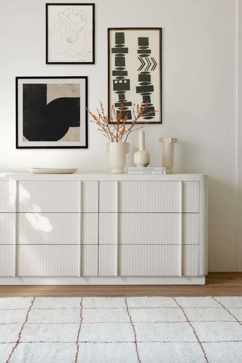 Best Bedroom Furniture 2022 Ribbed Dresser, Minimal Dresser, White Dresser Decor, Furniture Essentials, White Nightstands, White Dressers, Chic Nightstand, Malm Dresser, Sarah Sherman