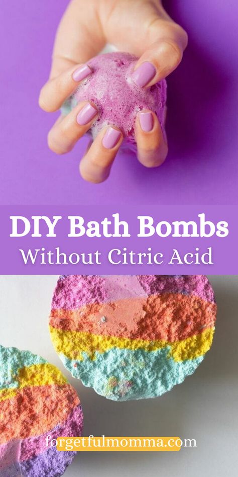 We spent some time last week making bath bombs without citric acid, just using what we had in the house already. Bath Bombshell, Diy Bath Bomb Recipe, Bath Bomb Recipe Easy, Bath Boms Diy, Natural Bath Bomb, Diy Bath Bomb, Bath Bomb Recipe, Bath Salts Gift, Coconut Bath