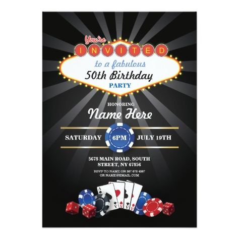 Vegas Birthday Party, Casino Night Invitations, Casino Birthday Party, Casino Party Invitations, Casino Birthday, Vegas Birthday, Las Vegas Casino, Casino Decorations, Casino Royale Party