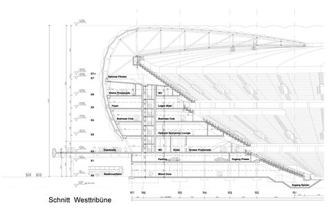 Allianz Arena - Stadium Plan Stadium Architecture, Stadium Design, Soccer Stadium, Space Frame, Sports Complex, Structure Architecture, Architectural Drawing, Architecture Sketch, Architecture Plan