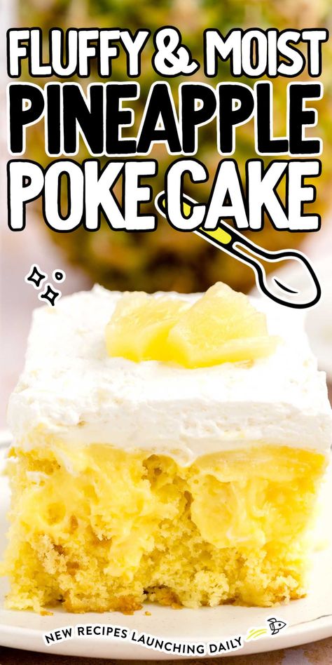 Pineapple Poke Cake Pina Colada Poke Cake Recipe, Spice Poke Cake, Pineapple Poke Cake, Cake Poke, Heel Cupcakes, Pineapple Tidbits, Coconut Poke Cakes, Hawaiian Poke, Poke Cake Lemon