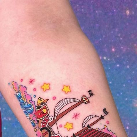 Onepiecetattoos on Instagram: "The Thousand Sunny 🦁 ☀️  - Ship from the strawhats?   Artist: @pinkcilantro   #onepiece #onepieceedit #onepiecetattoos #otaku #anime #tattoo" Thousand Sunny Tattoo, Sunny Tattoo, The Thousand Sunny, Thousand Sunny, One Piece Tattoos, Anime Tattoo, Otaku Anime, One Piece, Tattoos