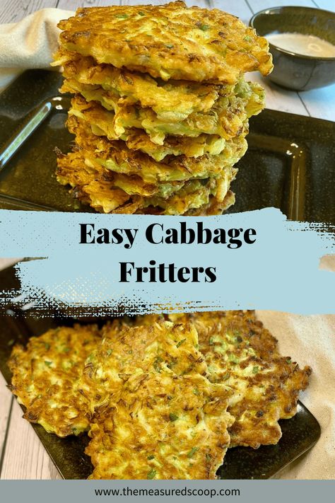 Easy cabbage Fritters check a lot of boxes! They taste delicious, are simple to assemble, and quick to fry. They can be enjoyed immediately or easily freeze for a later date. These fritters taste great as it but can easily be made as gluten-free and/or vegan with a simple substitution. I also include tips for frying to make this a no-fail recipe! Vegan Cabbage Fritters, Fried Cabbage Recipes Easy, Cabbage Fritters Recipe, Cabbage Fritters, Best Cabbage Recipe, Lacto Vegetarian, Cabbage Dishes, Fried Cabbage Recipes, Cabbage Side Dish