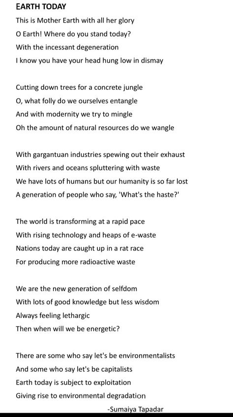 A Poem on Environmental Degradation Poem About Environment, Poem On Environment, Niharika Jain, Planet Earth Poster, Poem Nature, Nature Poem, Earth Poster, Save Environment, Spoken Word Poetry